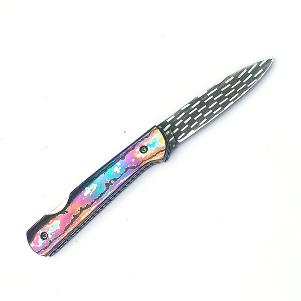 Handmade Custom Lockback Folder Black Timascus Scales