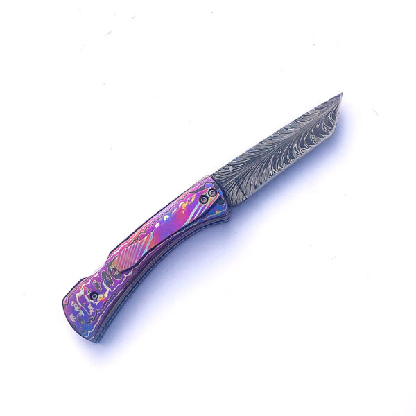 Handmade custom lockback mosaic damascus knive