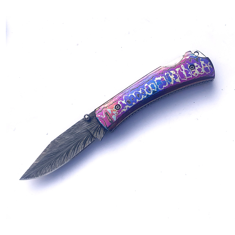 Handmade Artisan Custom Lockback Damascus Damascus Mosaic Knife - Image 4