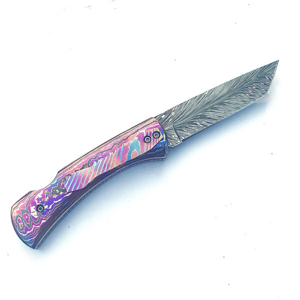 Hand made Custom Lockback Mosaic Damascus Knife