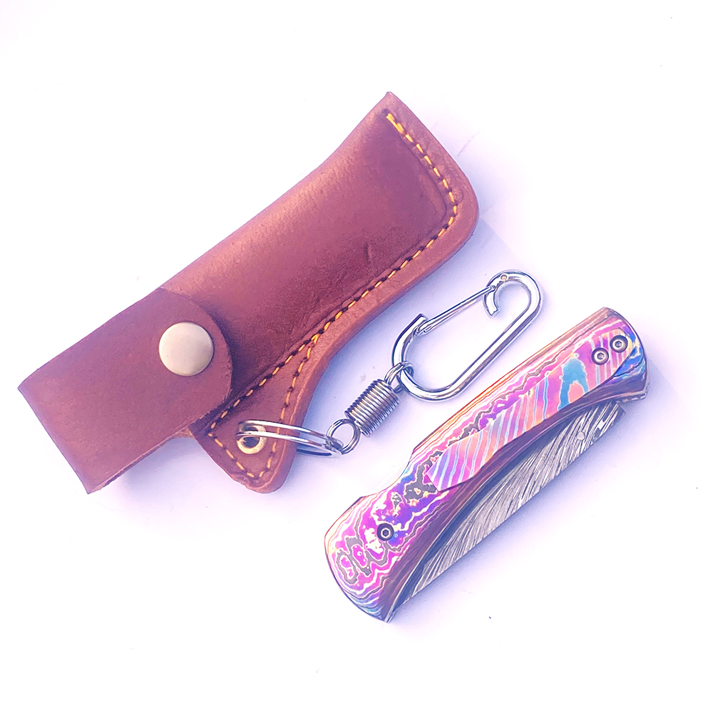 Hand made Custom Lockback Mosaic Damascus Knife - Image 6