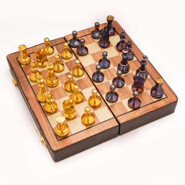 Magnetic Chess Set 32pcs Timascus & TC4 Titanium with Complimentary Magnetic Board (Standard Size)