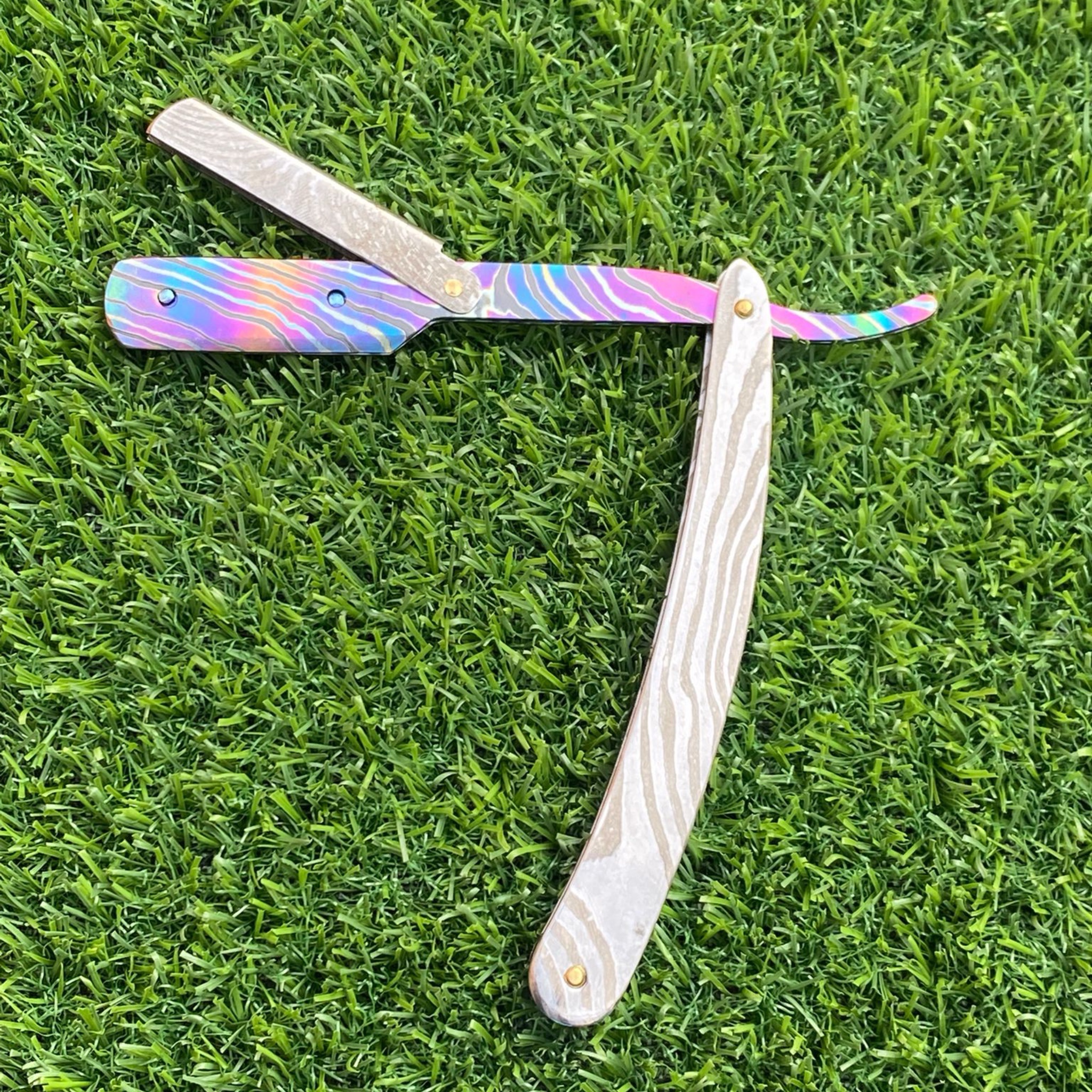 Black Timascus & SS Damascus Vintage Manual Straight Razor with Disposable Blade | Luxury Shavette Razor - Image 6