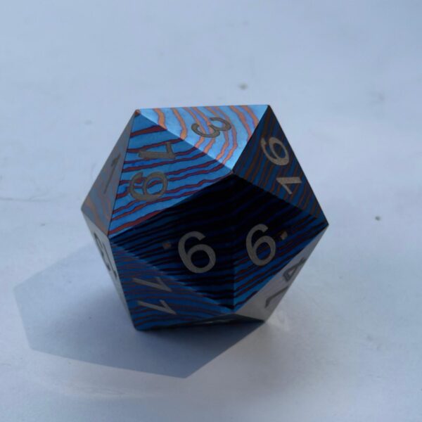 Timascus D20 Role playing Dice 40mm – Handcrafted CNC Precision RPG gaming Dice